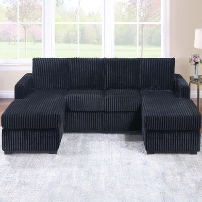 U-Shaped Sectional Set With Cushion Back Armless Chairs Right And Left Arm Chaise Home Essentials