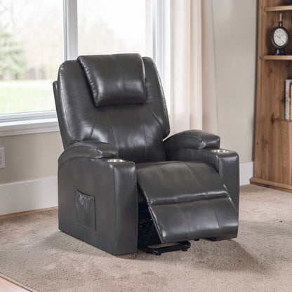 Recliner With Power Lift & Massage - Gunmetal Acme