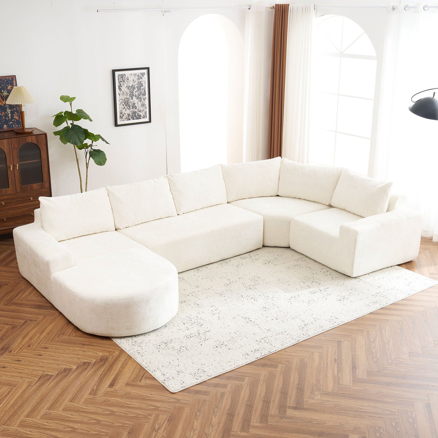 U-Shaped Oversized Modular Cloud Sectional Sofa With Deep Seat For Living Room Hearth and Haven