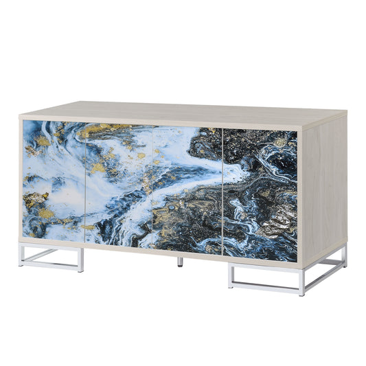 Liam - Marble Paint Console Cabinet - Multi