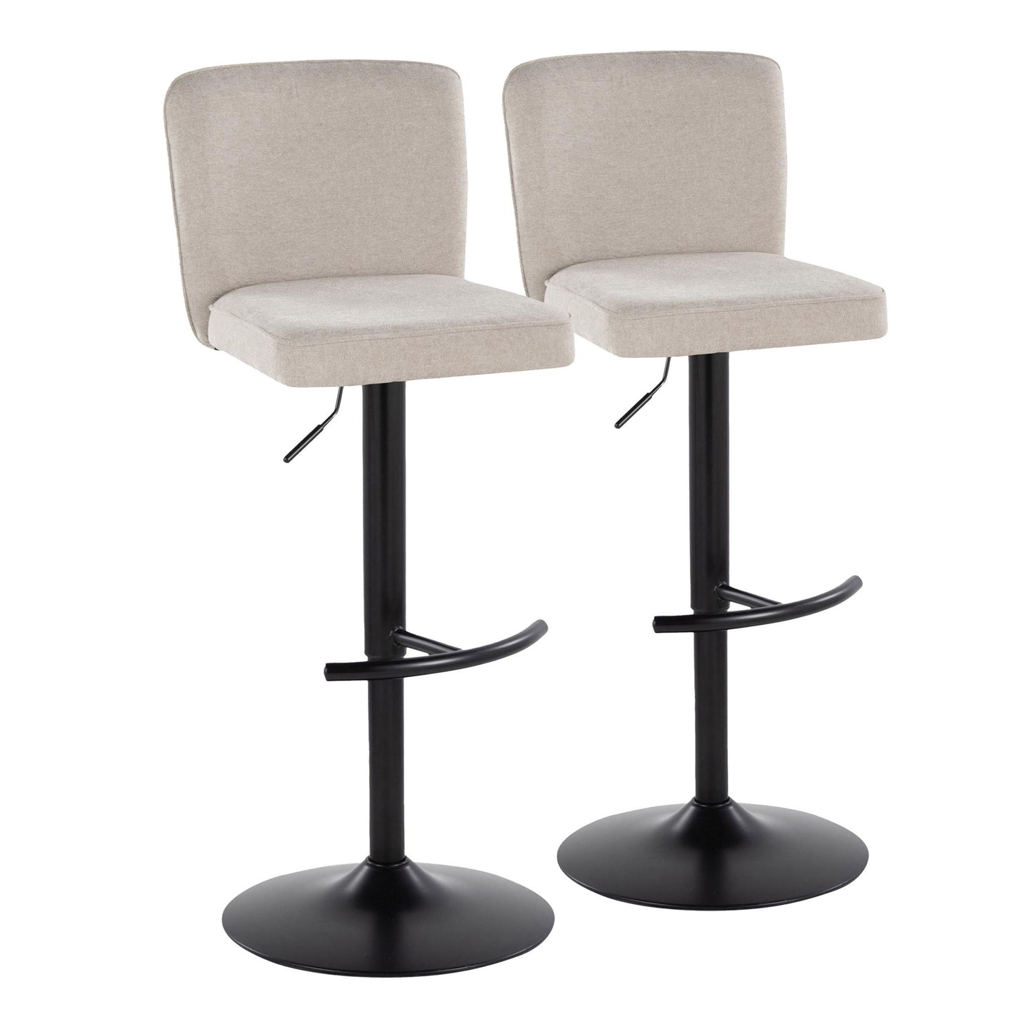 Henry - Contemporary Adjustable Barstool & Swivel With Rounded T Footrest (Set of 2) Lumi Source
