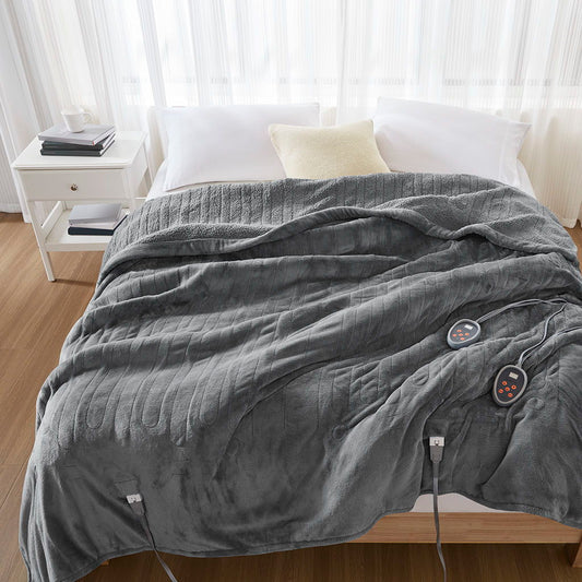 Heated Microlight to Berber - King Blanket - Gray Beautyrest