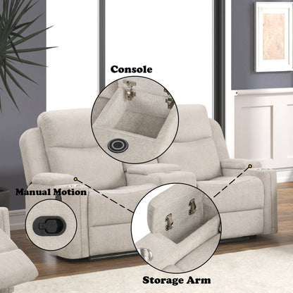 Galya - Motion Loveseat With Console - Light Gray Acme