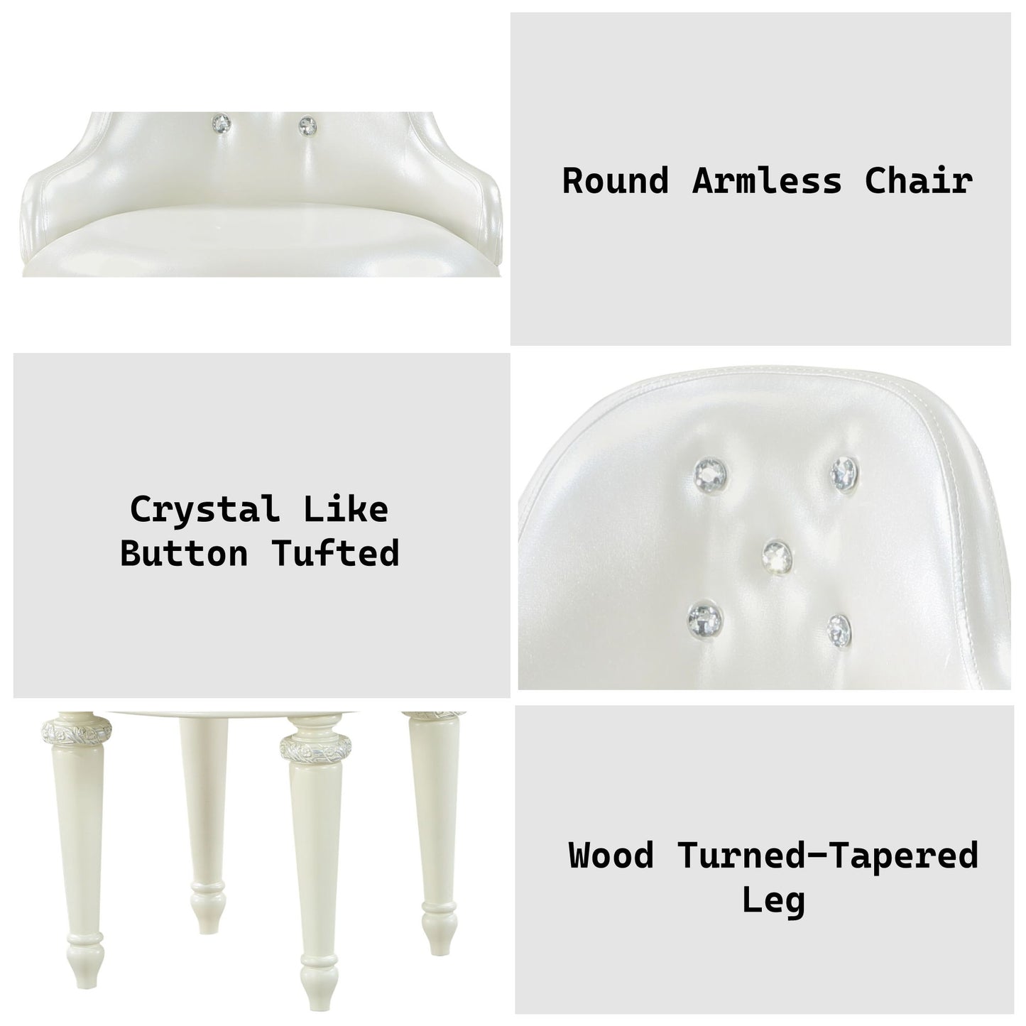 Dorothy - Vanity Chair With Swivel Chair Only - Ivory Acme