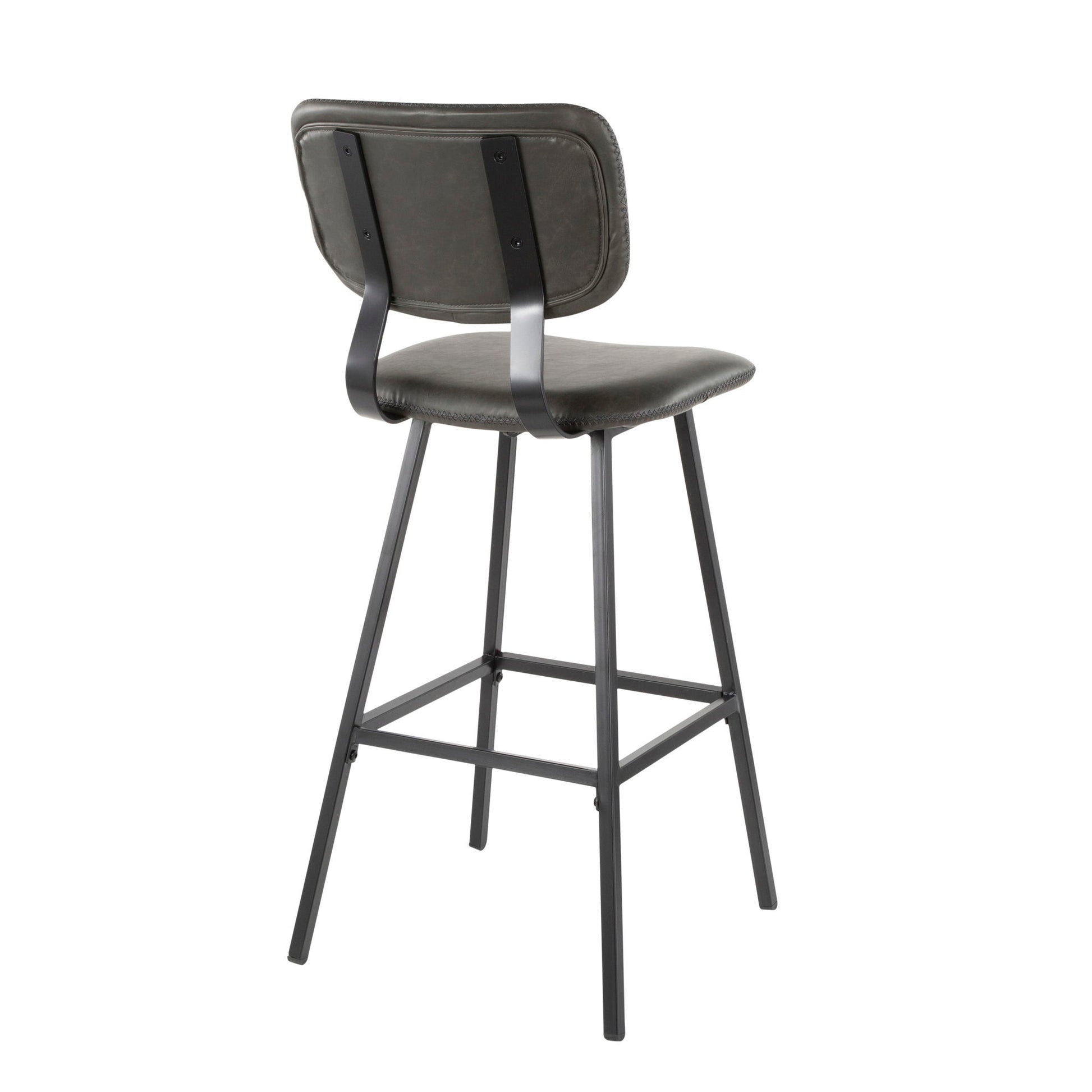 Foundry - Contemporary Barstool Zig Zag Stitching (Set of 2) - Black / Gray Lumi Source