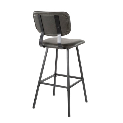 Foundry - Contemporary Barstool Zig Zag Stitching (Set of 2) - Black / Gray Lumi Source