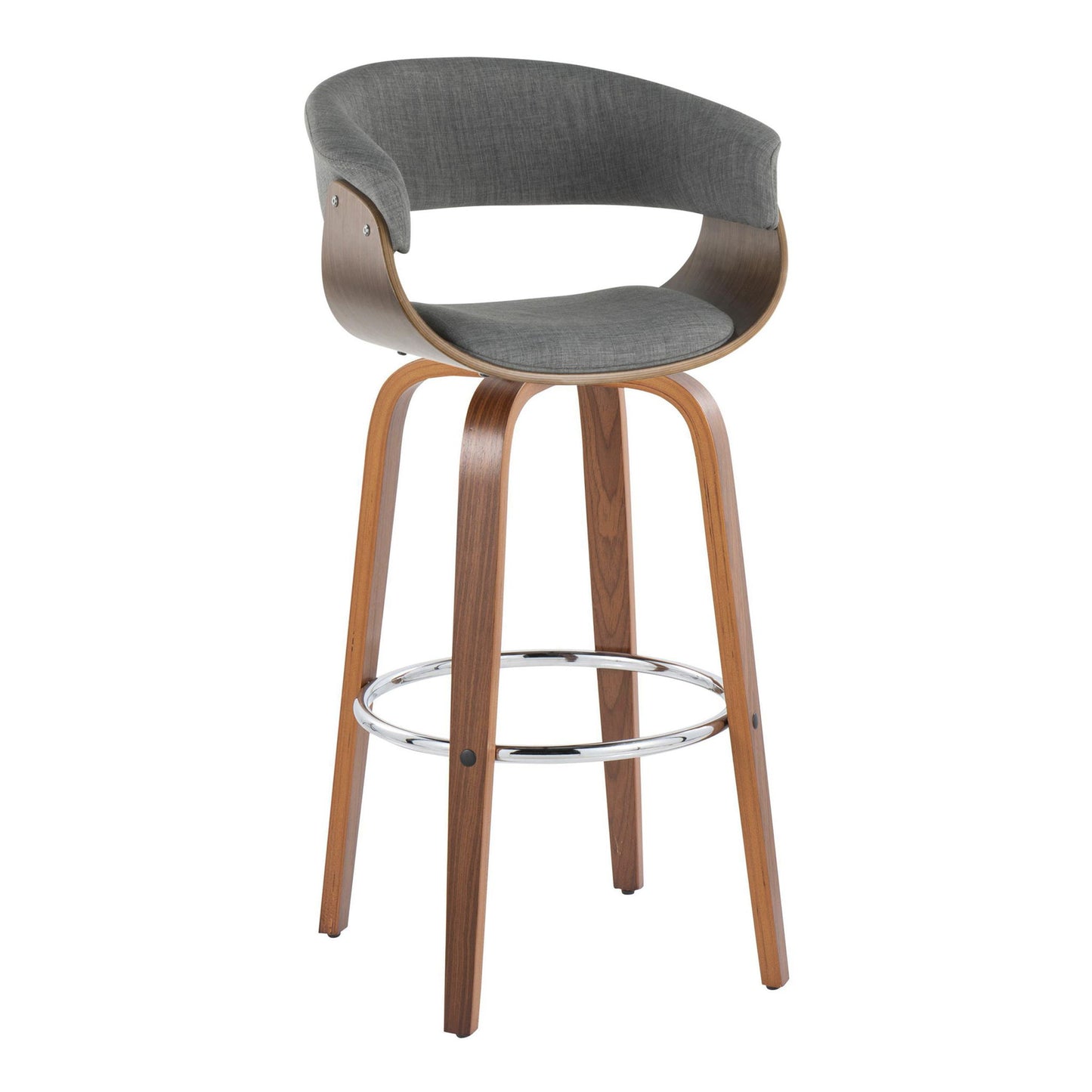 Vintage Mod - Mid Century Modern Fixed Height Barstool With Swivel With Round Footrest (Set of 2) Lumi Source