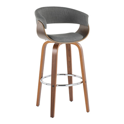 Vintage Mod - Mid Century Modern Fixed Height Barstool With Swivel With Round Footrest (Set of 2) Lumi Source