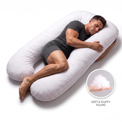 U - Shape Pregnancy Body Pillow For Side Sleeper Support - White US Pride