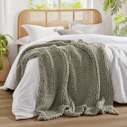 Chunky Double Knit Handmade Throw - Gray Madison Park