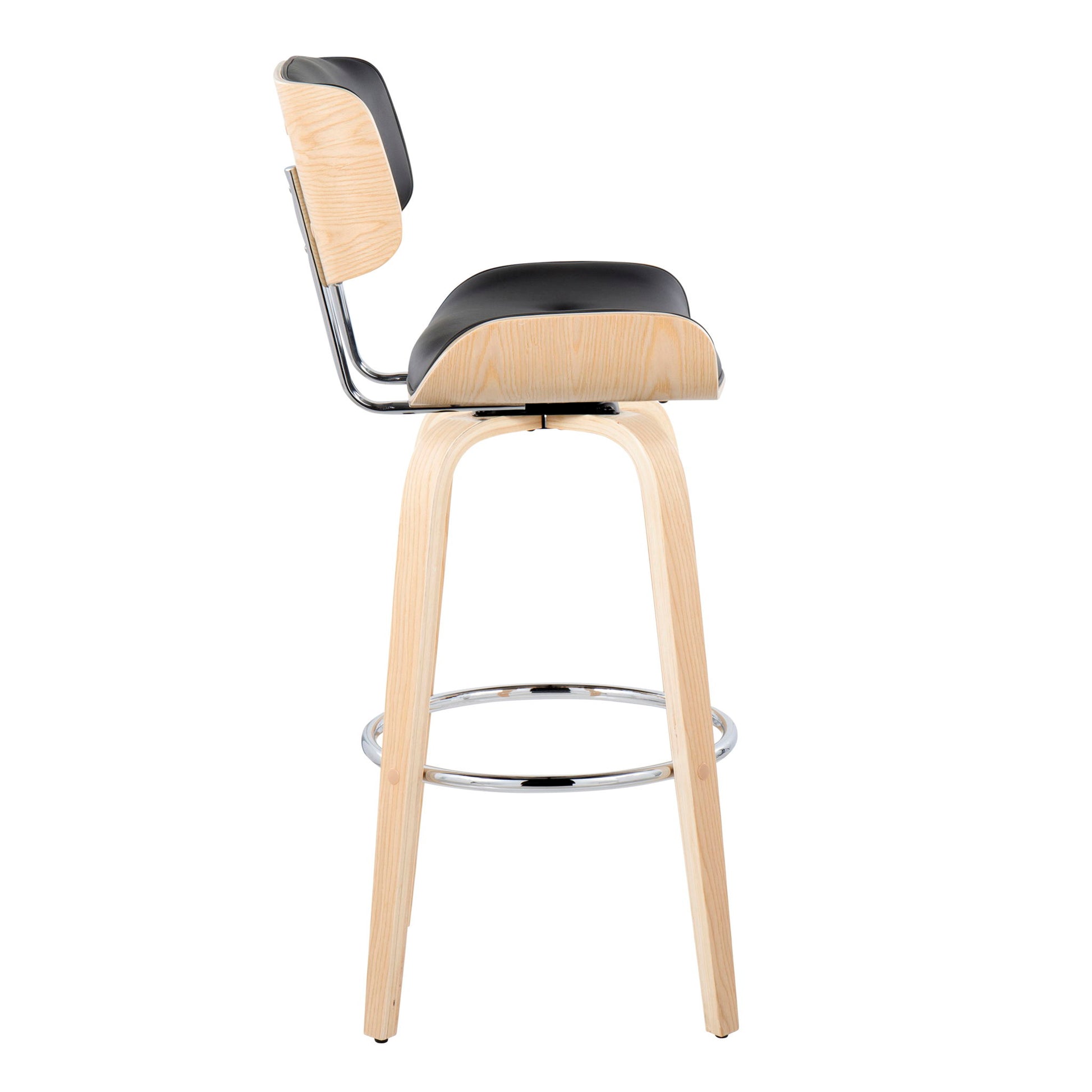 Lombardi - Mid Century Modern Fixed Height Barstool With Swivel With Round Footrest (Set of 2) Lumi Source