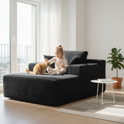 Convertible Chaise Lounge Chair With Wide Armrest & Throw Pillows US Pride