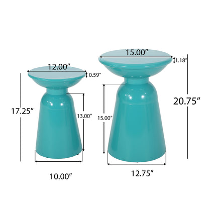 Serenita - Outdoor Side Tables With Flared Design (Set of 2) Noble House