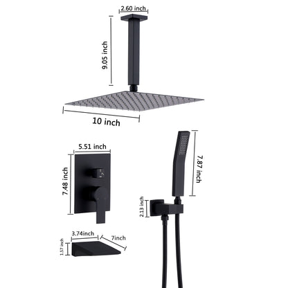 Wall Mount Shower System With High Pressure 10" Shower Head And Handheld Daily Nest