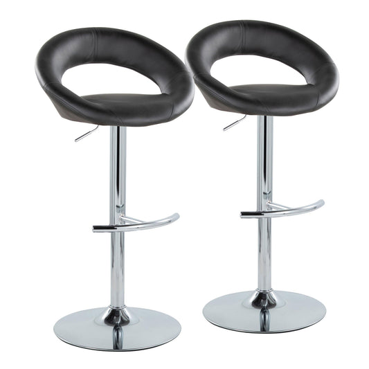 Posh - Contemporary Adjustable Barstool With Swivel With Rounded T Footrest (Set of 2) Lumi Source