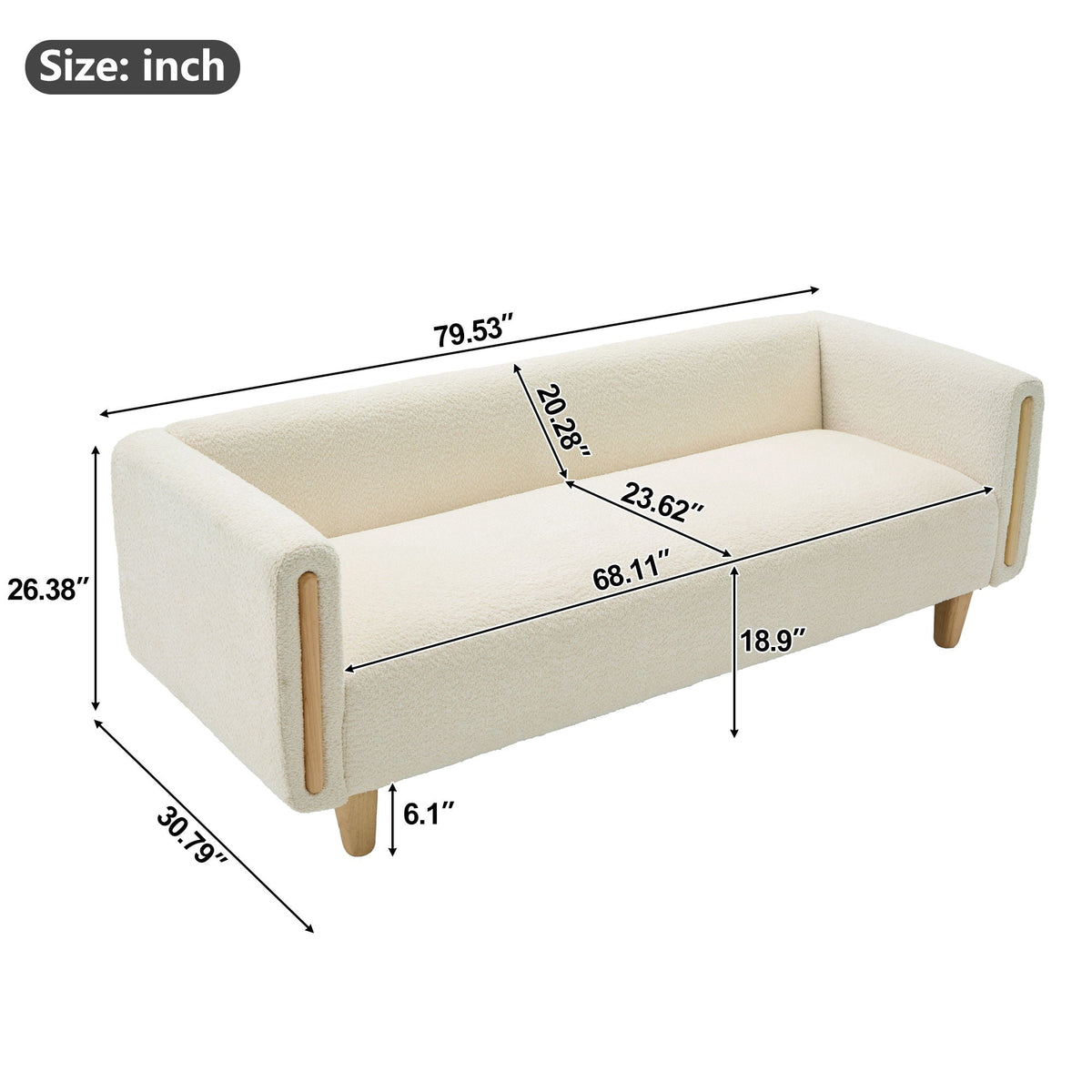 3 Seater Sofa With Armrests For Living Room Noble House