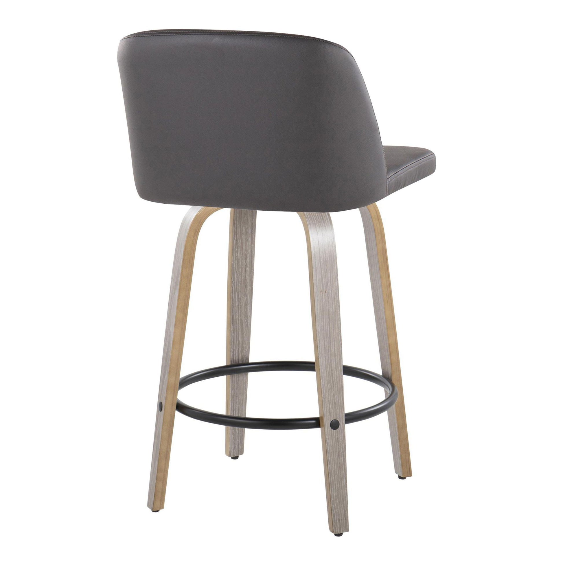 Toriano - Contemporary Fixed Height Counter Stool With Swivel & Round Footrest (Set of 2) Lumi Source