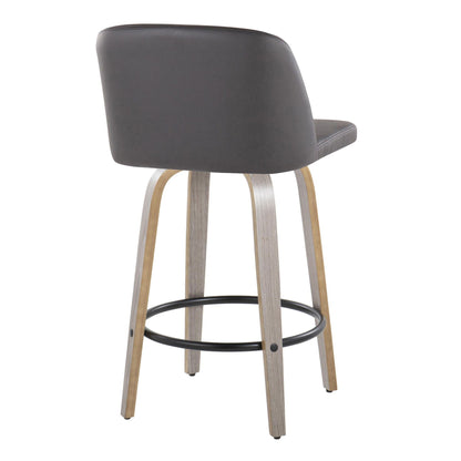 Toriano - Contemporary Fixed Height Counter Stool With Swivel & Round Footrest (Set of 2) Lumi Source