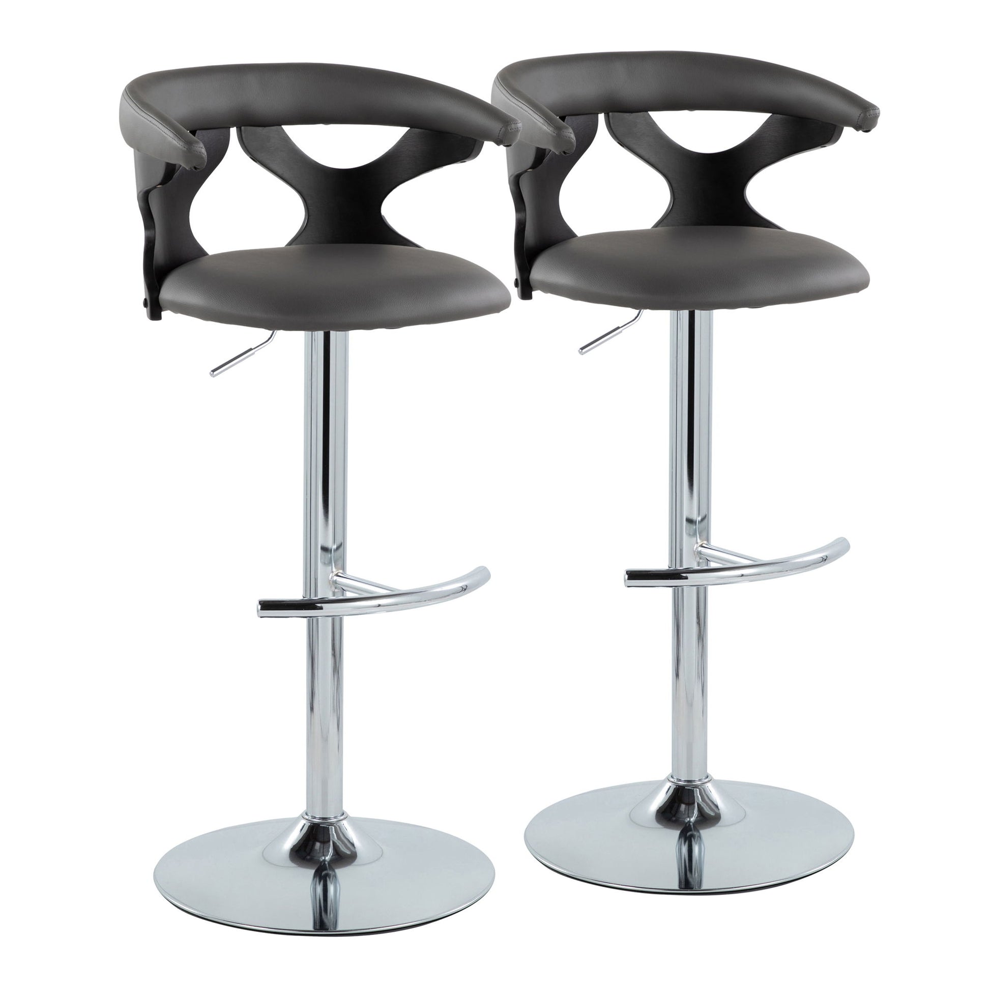 Gardenia - Contemporary Adjustable Barstool & Swivel, Rounded T Footrest (Set of 2) Lumi Source