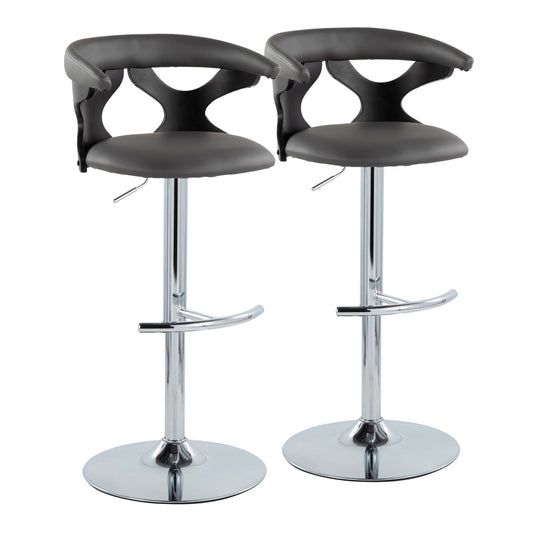 Gardenia - Contemporary Adjustable Barstool & Swivel, Rounded T Footrest (Set of 2) Lumi Source