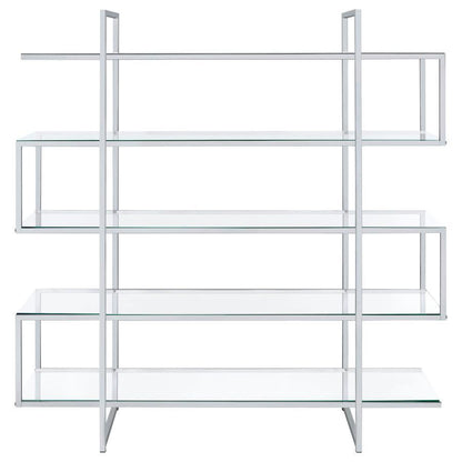 Elmer - 5-Shelf Bookshelf - Clear And Chrome CoasterElevations