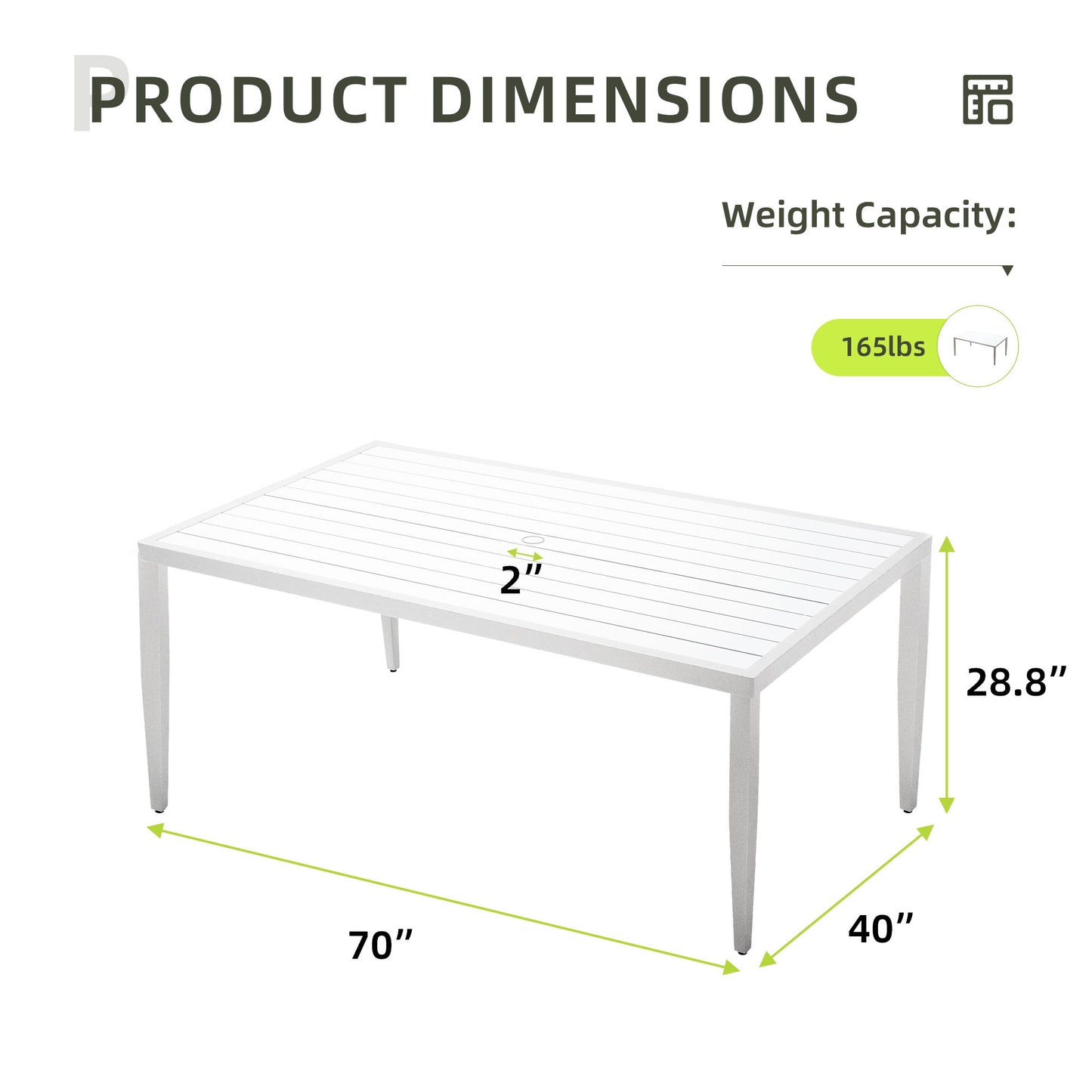 Outdoor Patio Dining Table With Tapered Feet & Umbrella Hole Life Outside