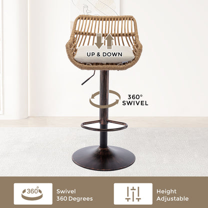 Modern Swivel Bar Stools Adjustable Counter Chairs With Footrest (Set of 2) Home Essentials