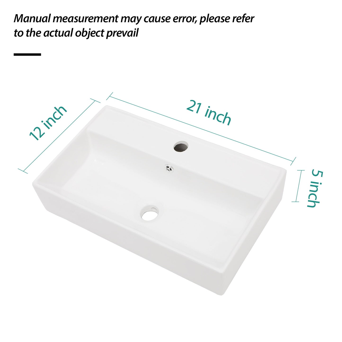 Modern Ceramic Rectangular Wall Mounted Bathroom Sink With Faucet Hole & Overflow Daily Nest