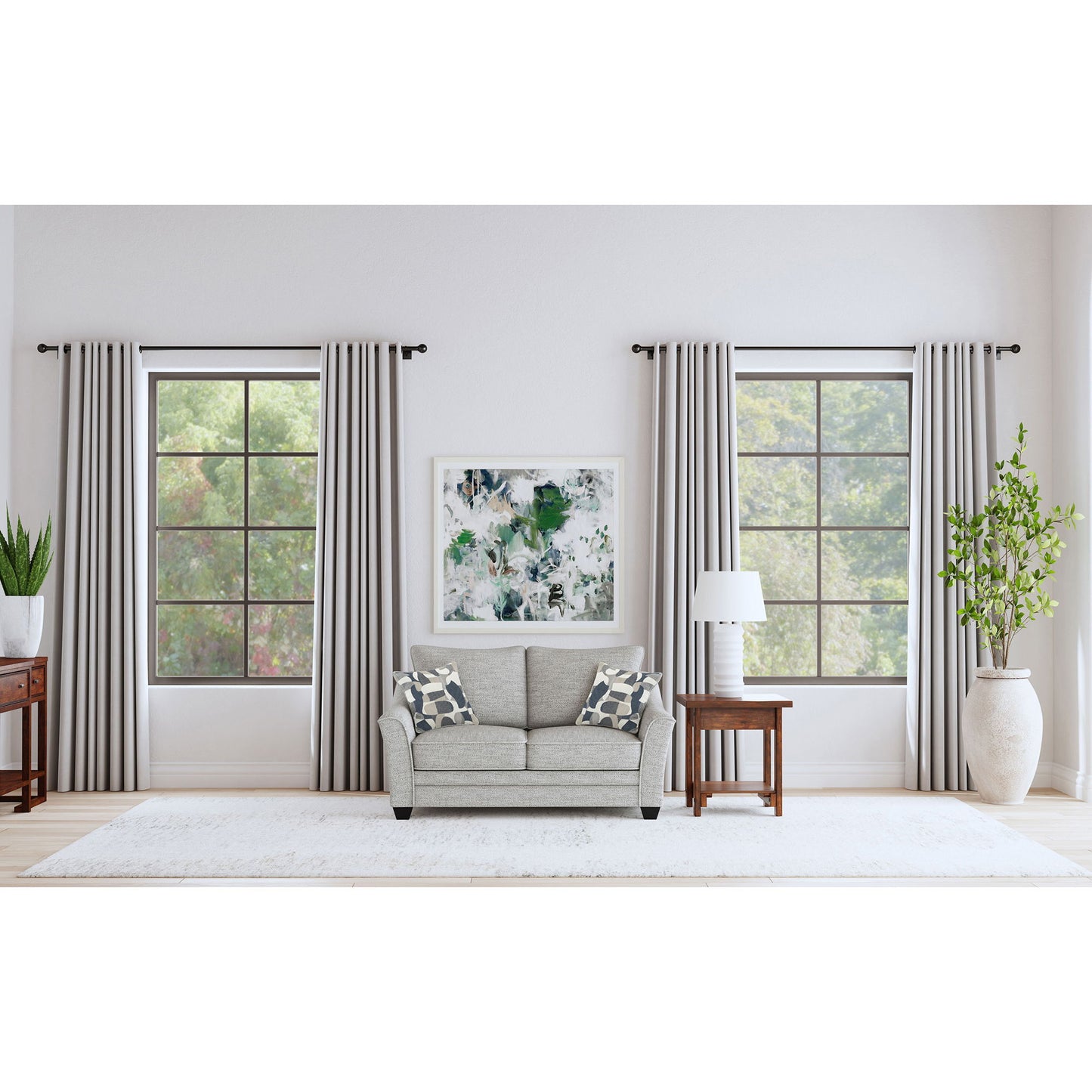 Lido - Upholstered Loveseat With Tapering Block Legs - Light Gray Furniture Max