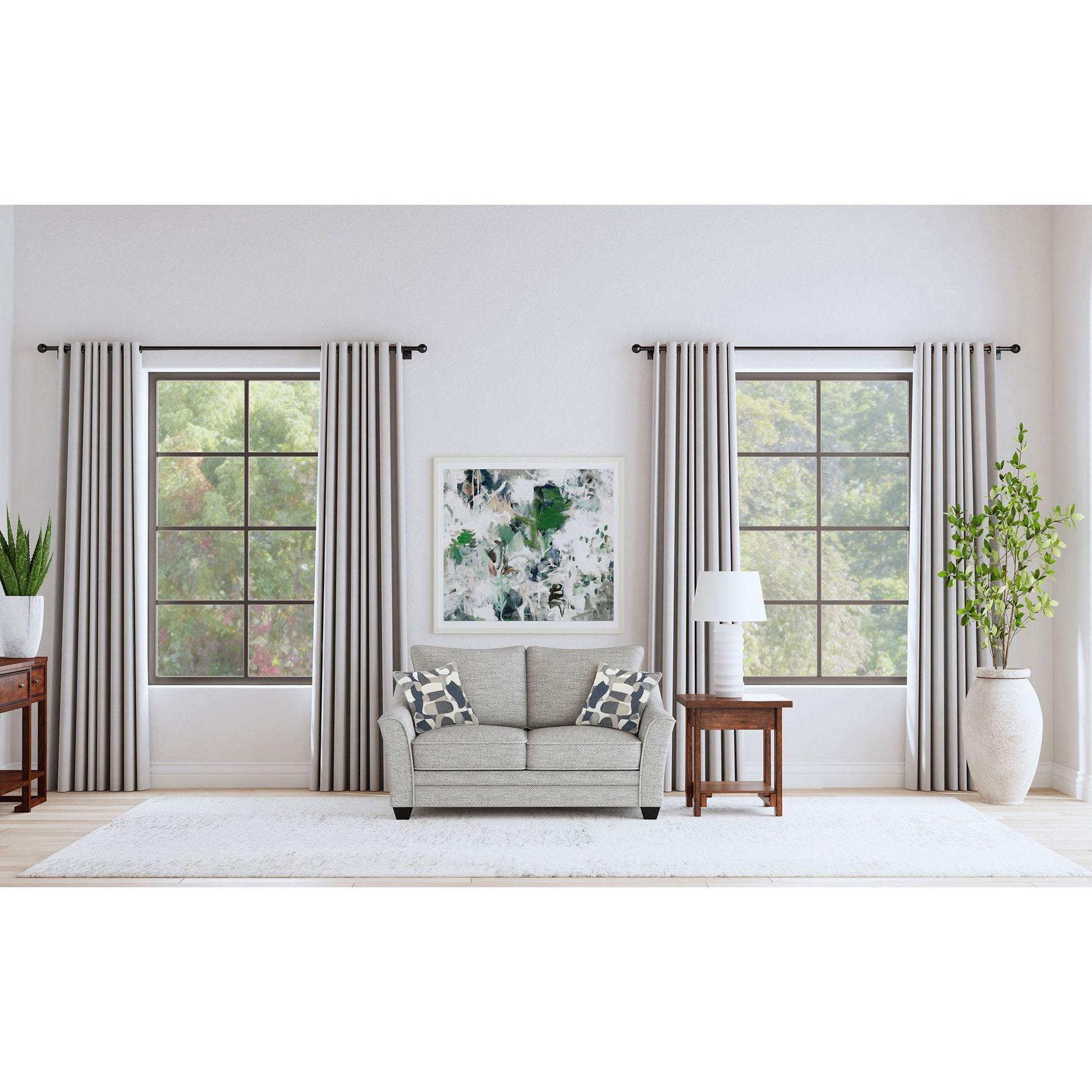 Lido - Upholstered Loveseat With Tapering Block Legs - Light Gray Furniture Max