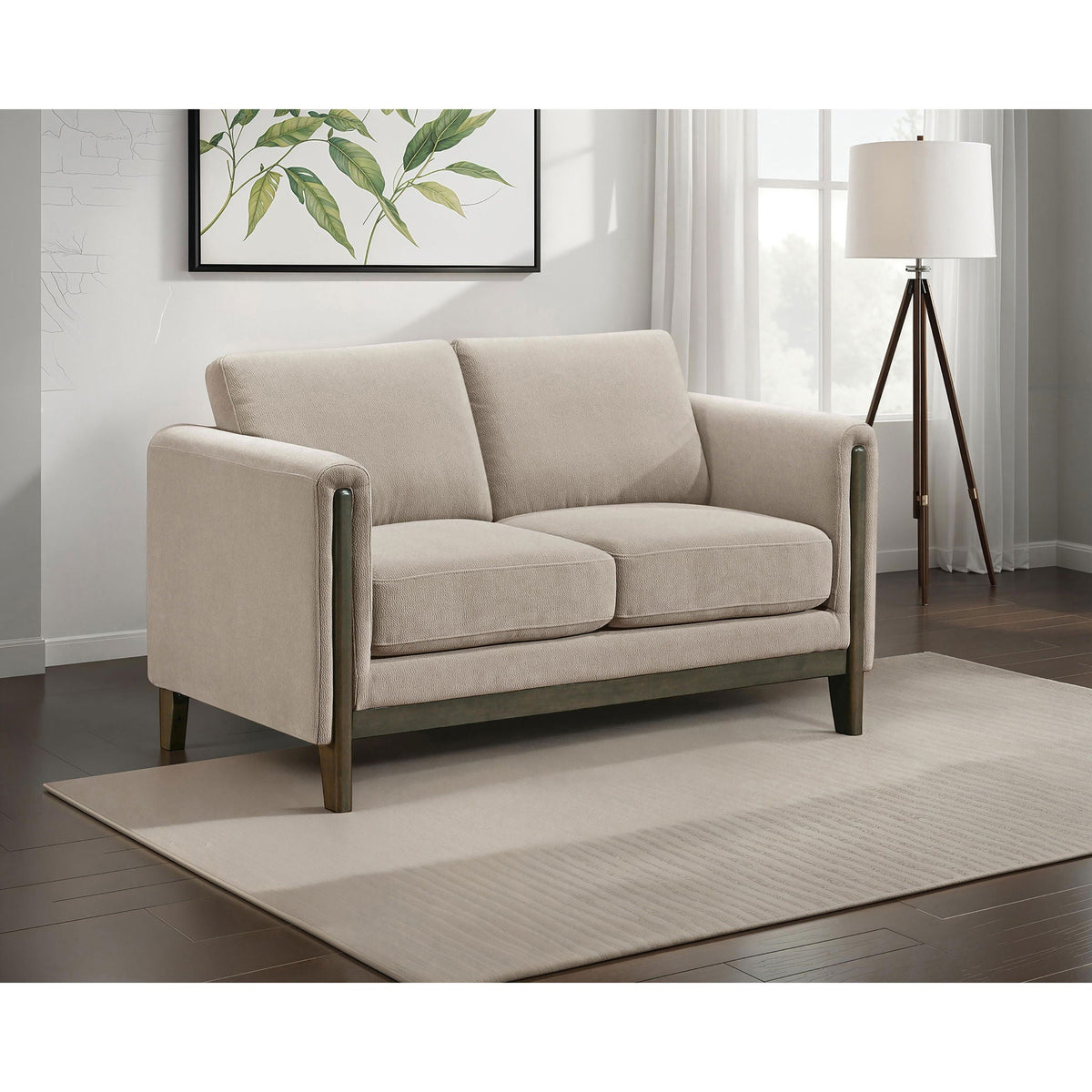 Fisher - Upholstered Panel Arm Loveseat - Taupe Furniture Max