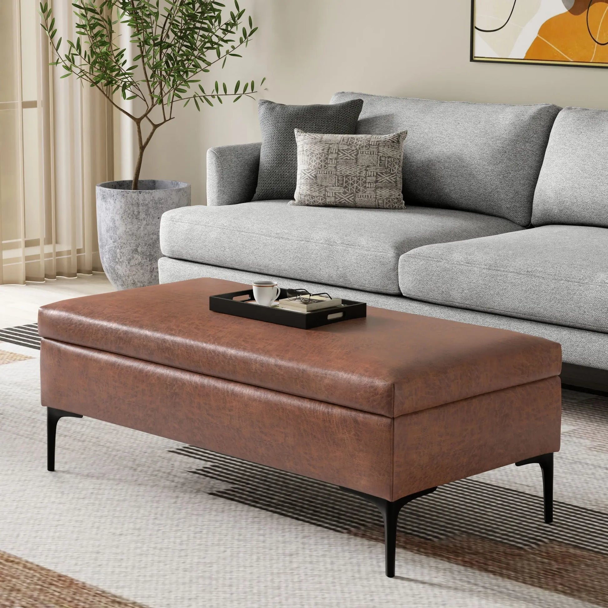 Rebecca - Multifunctional Coffee Table Storage Ottoman With Lift Up Lid Simpli-Home