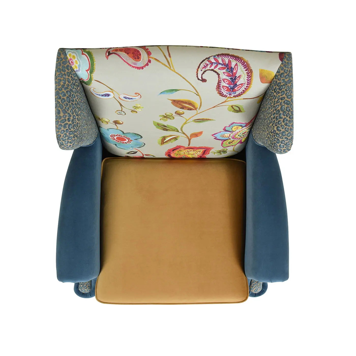 Anya - Boho Chic Wingback Accent Arm Chair - Floral / Leopard / Blue Teal / Yellow Gold Jennifer Taylor Home