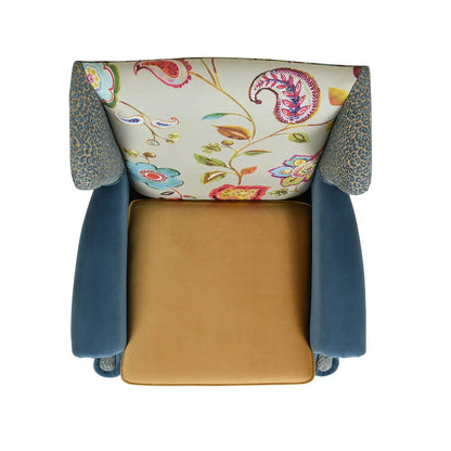 Anya - Boho Chic Wingback Accent Arm Chair - Floral / Leopard / Blue Teal / Yellow Gold Jennifer Taylor Home