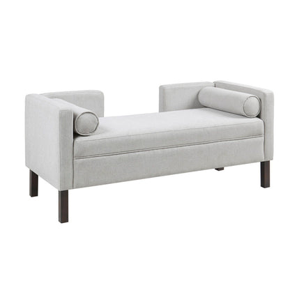 Upholstered Accent Bench With Open Back - Gray