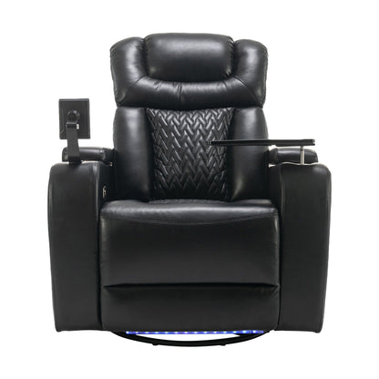 270 Degree Swivel Power Recliner With Tray Table, Phone Holder, Cup Holder, USB Port Hearth and Haven