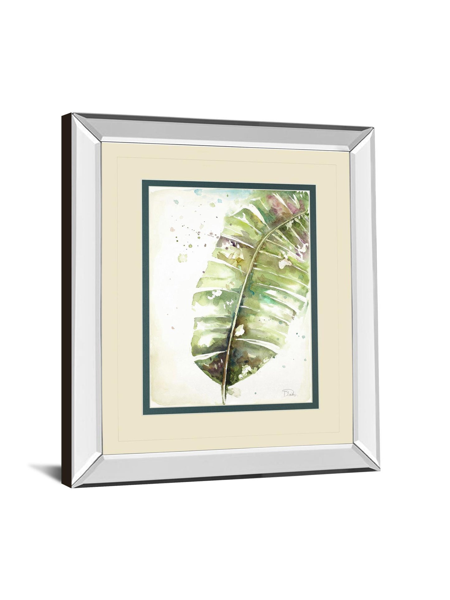 Watercolor Plantain Leaves Il By Patricia Pinto - Mirror Framed Print Wall Art - Green