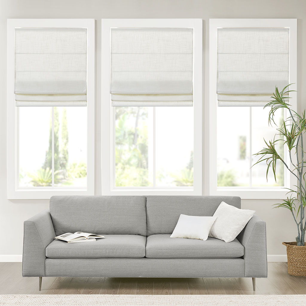 Kyler - Linen Blend Light Filtering Cordless Roman Shade - White