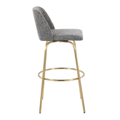 Toriano - Contemporary Fixed Height Barstool With Swivel With Round Footrest (Set of 2) Lumi Source