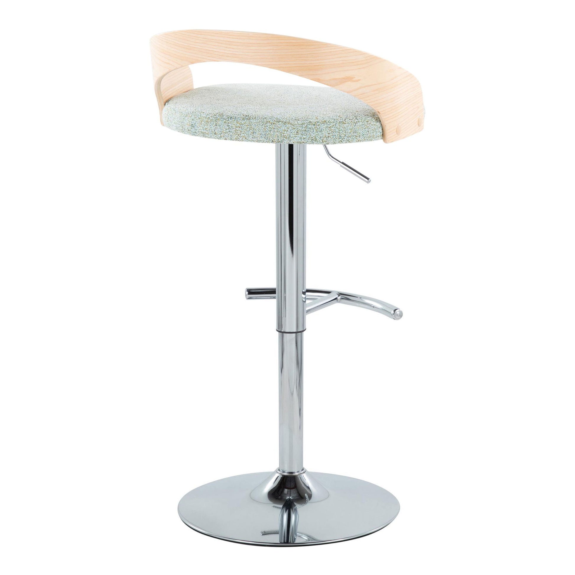 Grotto - Contemporary Adjustable Barstool, Swivel With Rounded T Footrest (Set of 2) Lumi Source