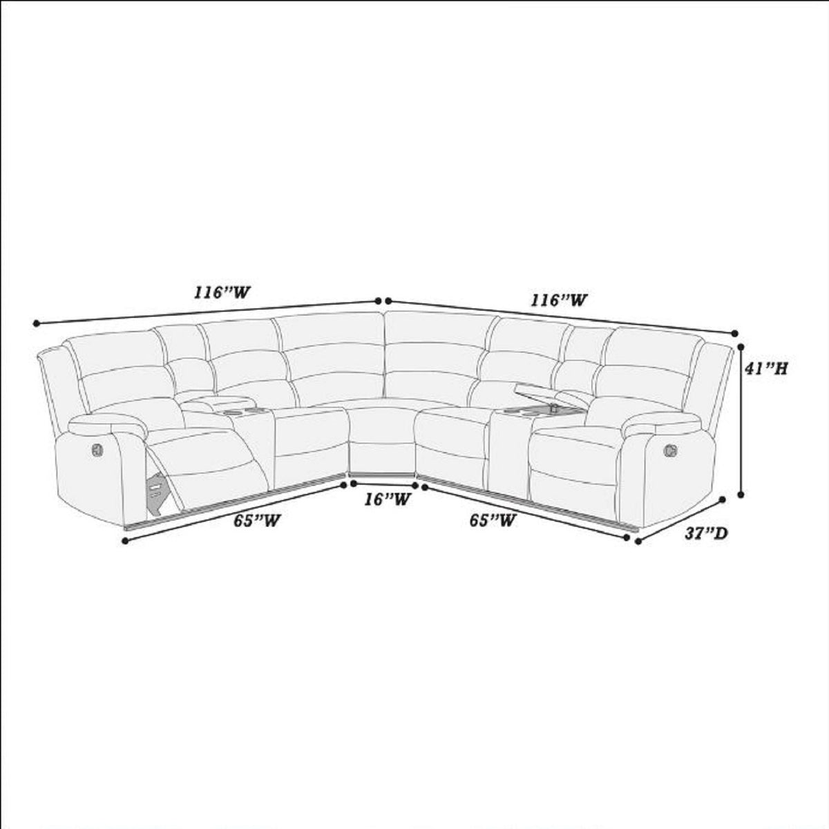 Manual Motion Reclining Loveseat 3 Piece Sectional Set With Console Storage And Cup Holders Home Essentials