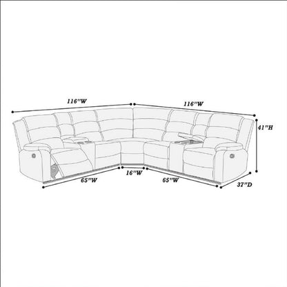 Manual Motion Reclining Loveseat 3 Piece Sectional Set With Console Storage And Cup Holders Home Essentials