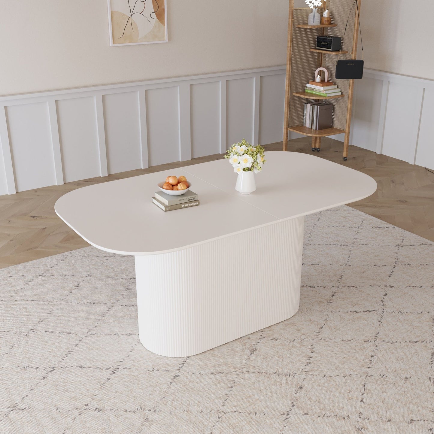 Modern Dining Table With Vertical Striped Legs Home Essentials