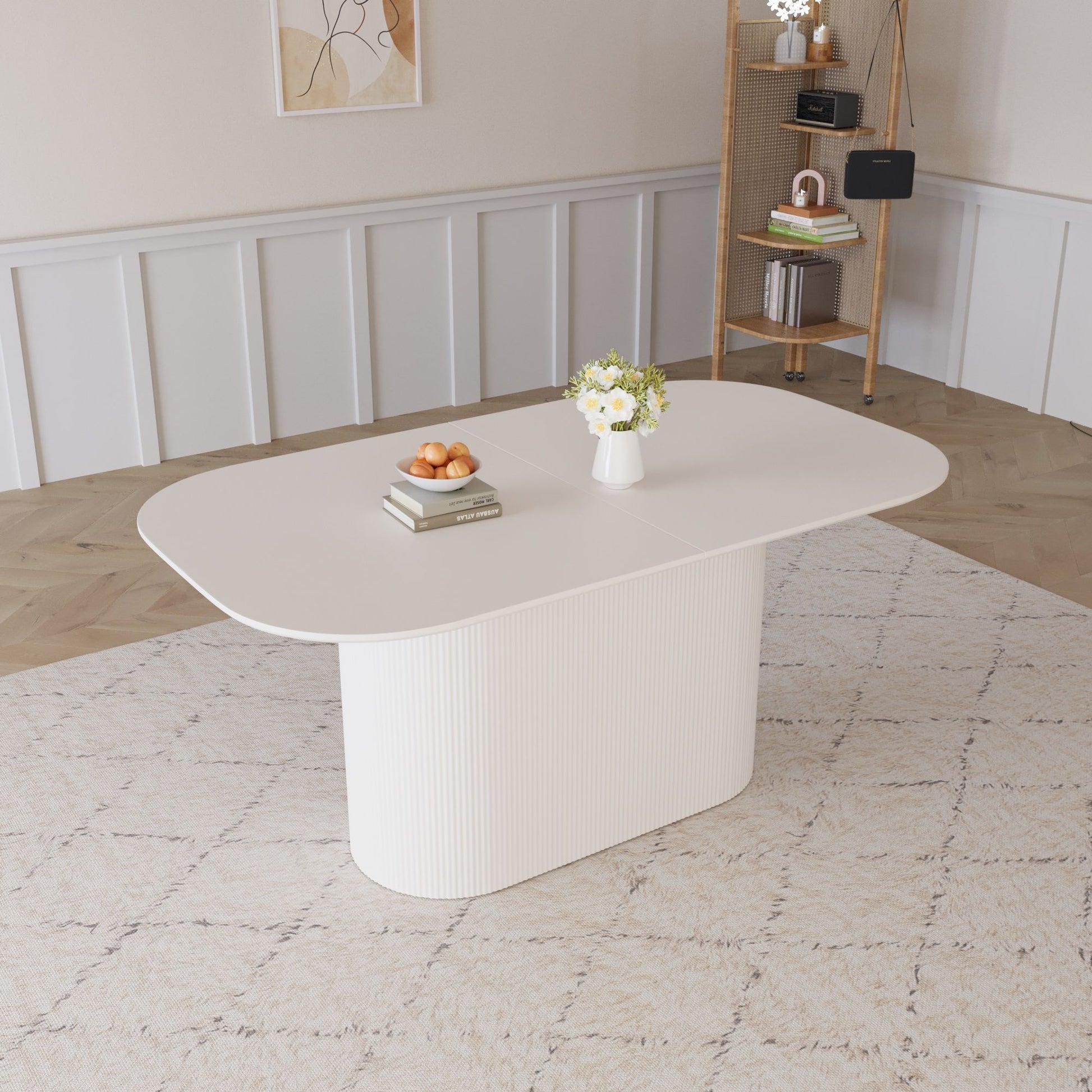 Modern Dining Table With Vertical Striped Legs Home Essentials