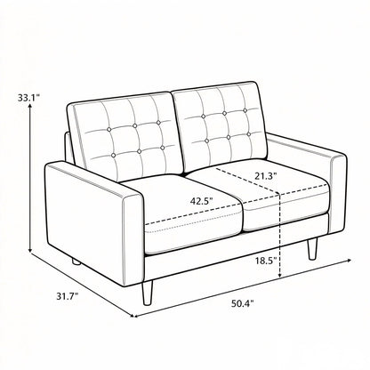 Loveseat Sofa, Tufted Back Upholstered 2 Seat Couch US Pride