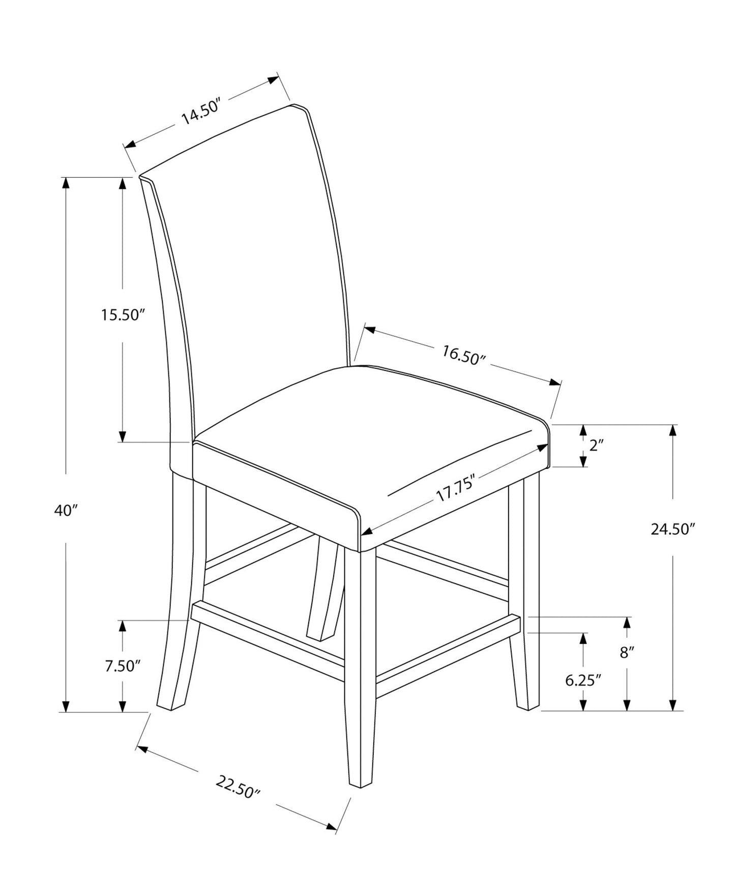 Counter Height Dining Chair Upholstered Leather Look (Set of 2) 8th Street