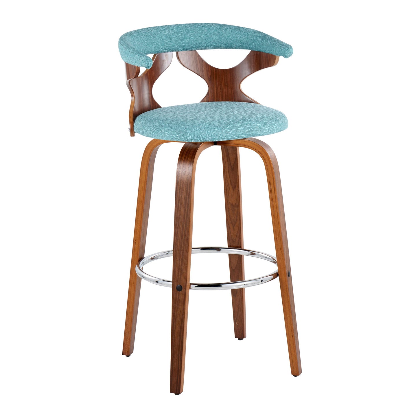 Gardenia - Mid Century Modern Fixed Height Barstool With Swivel With Round Footrest (Set of 2) Lumi Source