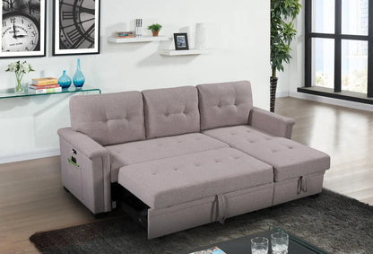 Ashlyn - Reversible Sleeper Sectional Sofa With Storage Chaise, USB Charging Ports And Pocket Lilola Home