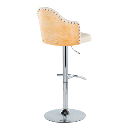 Ahoy - Contemporary Adjustable Barstool, Swivel With Rounded T Footrest (Set of 2) Lumi Source