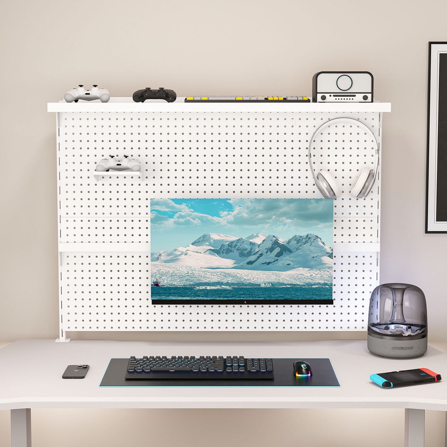 Clamp On Desk Pegboard With Single Monitor Stand Daily Nest